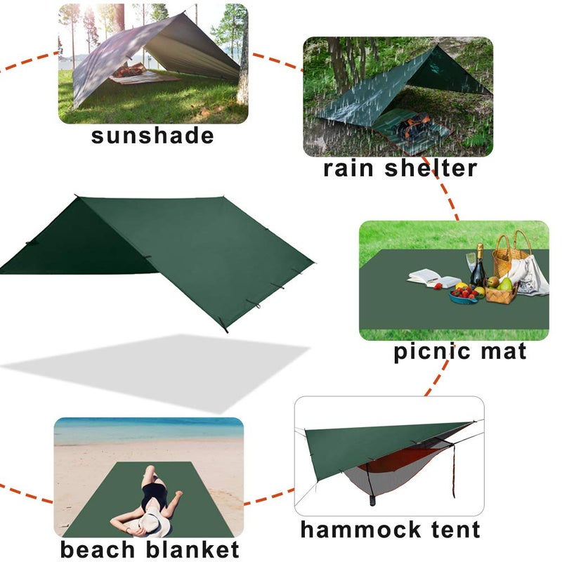 KALINCO Waterproof Camping Tarp Tent Hammock Rain Fly, 10X10FT/10X15FT, Mutifunctional Tent Footprint Lightweight Tarp for Camping, Hiking and Survival Shelter - Image 4